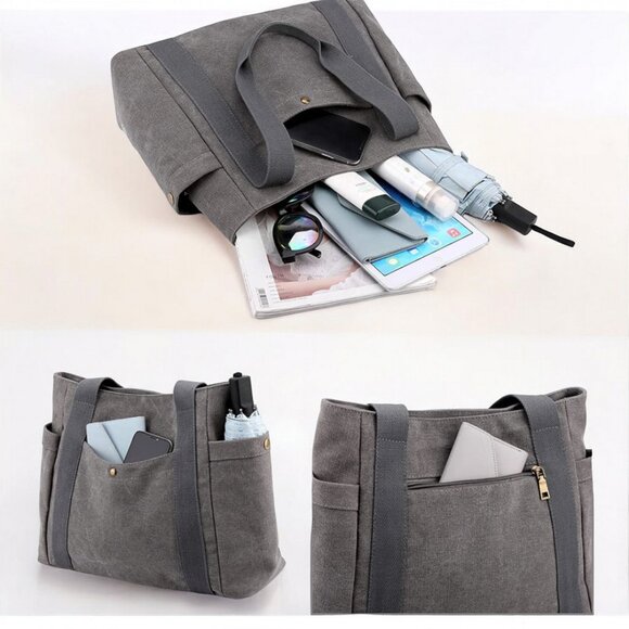 Canvas Women Tote Shoulder Bag Casual Retro Top Handle Satchel Handbags - Picture 5 of 7